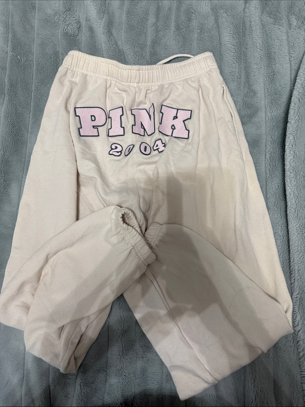PINK Victoria's Secret Cream Sweatpants with Pink Logo